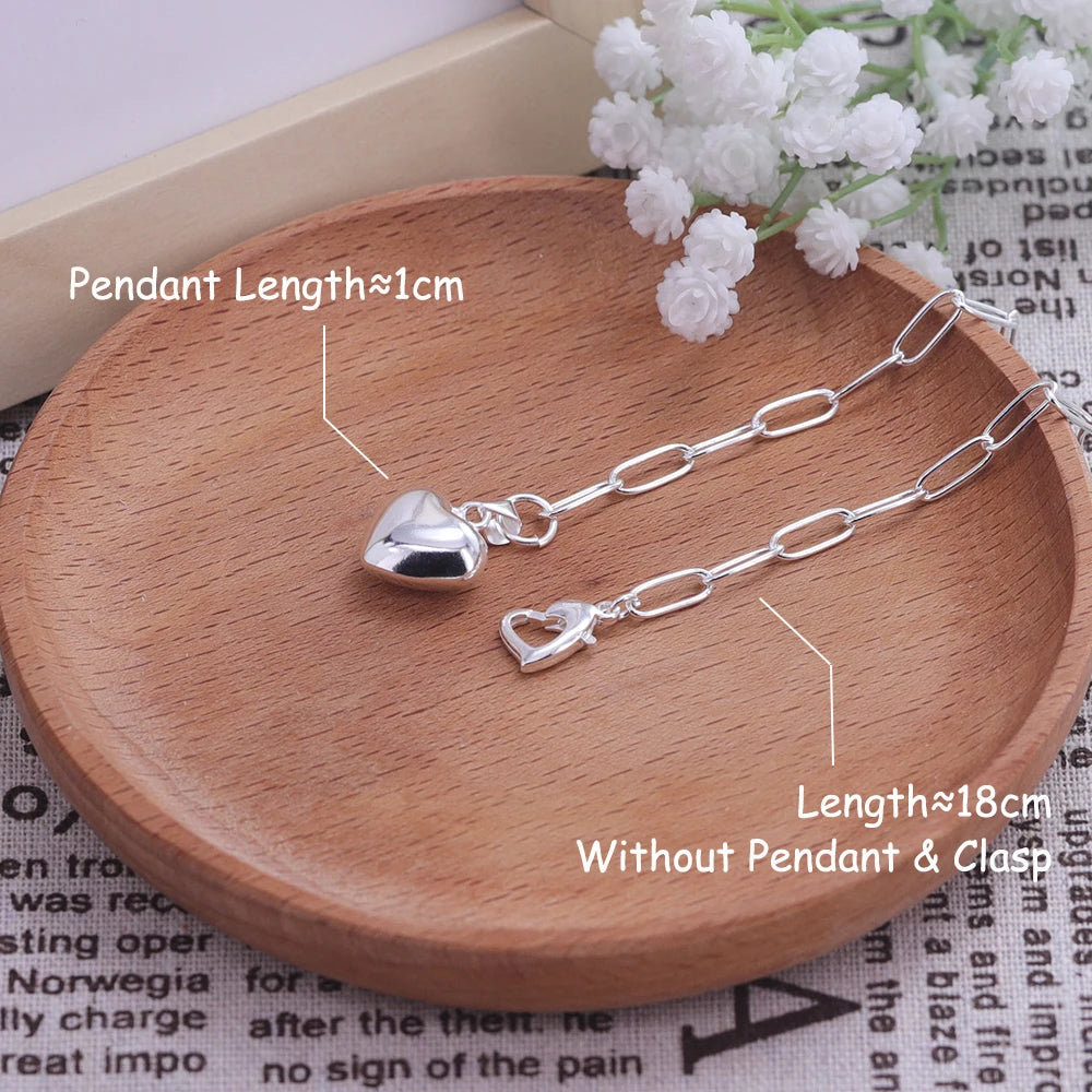 luckacco new 925 silver geometric bead punk peace of mind words irregular string bracelet for woman girl fashion jewelry gift dropship