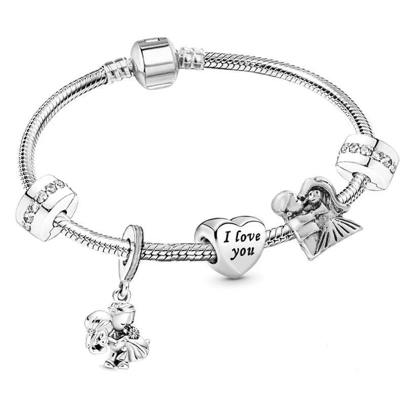 luckacco romantic style jewelry charm bracelets with family love beads bracelet for women couples pulseras jewelry gift special offer