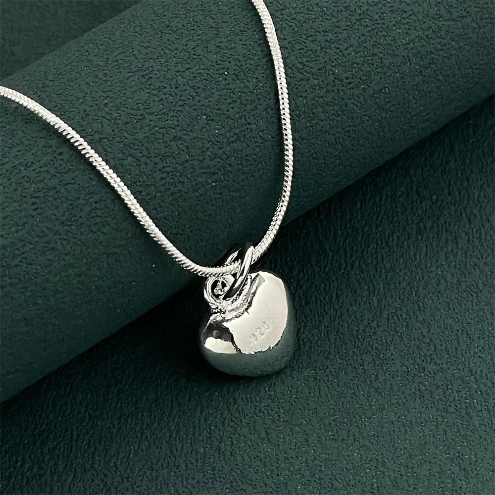 luckacco 925 sterling silver heart pendant necklace, ladies simple luxury banquet wedding festival birthday jewelry gift