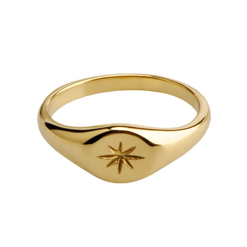 luckacco european and american new stainless steel rings five-pointed star three-dimensional rings men's and women's rings versatile jewelry punk style ready stock