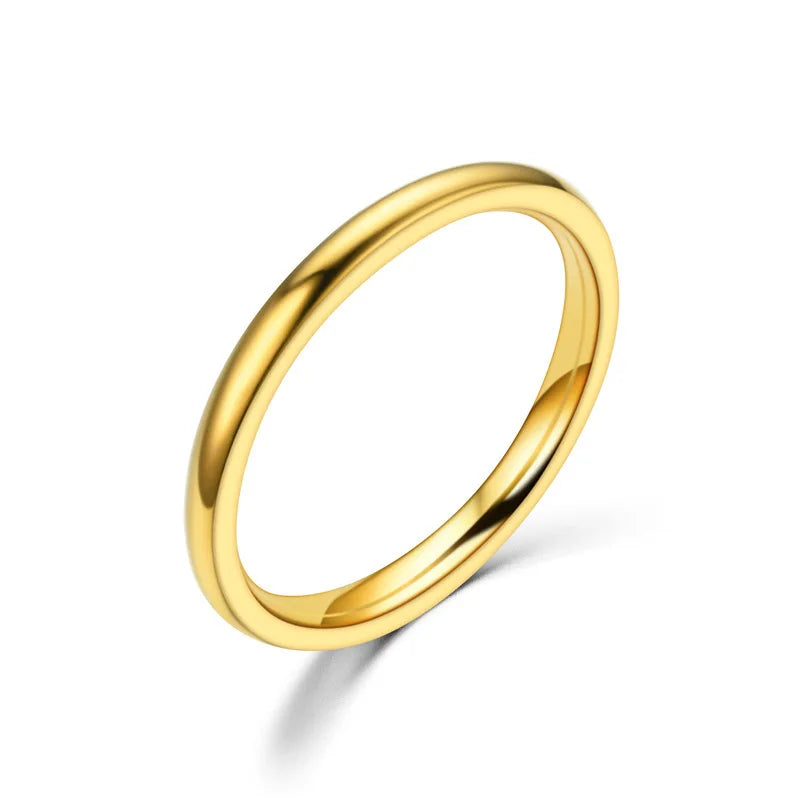 luckacco 2mm thin stainless steel rings rose gold fashion simple titanium steel rings for women girl gifts