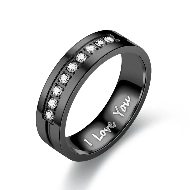 luckacco fashion stainless steel couple engagement rings for women men crystal i love you ring 2022 wedding jewelry accessories gifts