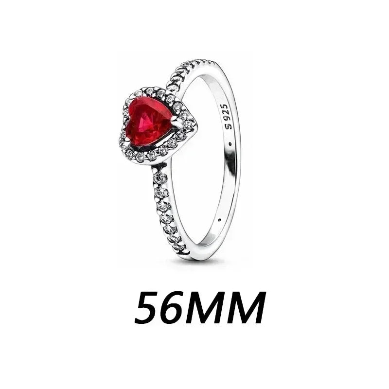 luckacco new 925 sterling silver heart-shaped pink ring necklace earring set luxurious sparkling charm jewelry fashion wedding gift