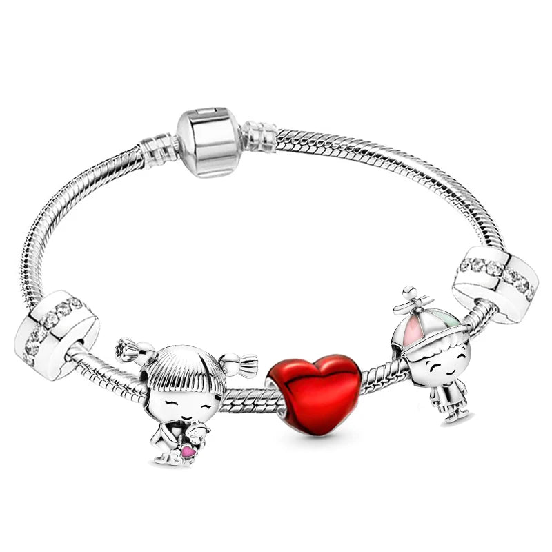 luckacco romantic style jewelry charm bracelets with family love beads bracelet for women couples pulseras jewelry gift special offer
