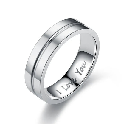 Luckacco Fashion Women Men Titanium Steel Ring Classic Letter I Love You Rings Gold Color Jewelry for Couple Weeding Gift Accessories