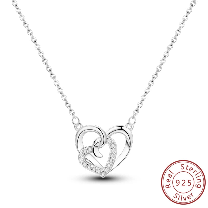 luckacco necklace 925 sterling silver butterfly love heart bear classic simple adjustable necklace for women girl fashion jewelry gifts