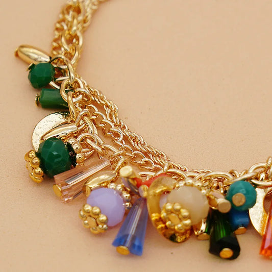 Luckacco Europe and the United States selling fashionable Bohemian glass crystal mixed color multi-layer beaded chain bracelet women