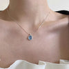 Luckacco PANJBJ 925 Sterling Silver Moonstone Necklace for Women Girl Individuality Geometric Simple Jewelry Birthday Gift