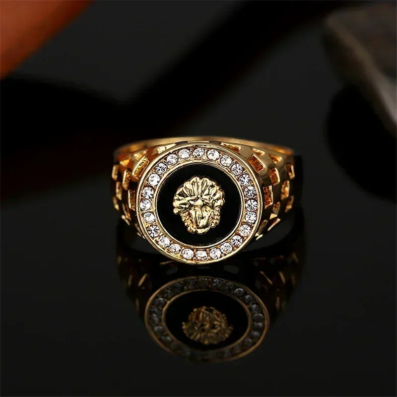 luckacco creative medusa ring for men inlaid with zircon fashion domineering rings female punk style jewelry couple gift