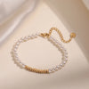 Luckacco NEWBUY Brand Gold Color Stainless Steel Beads Imitation Pearl Bracelet For Elegant Women Non-Fading Jewelry