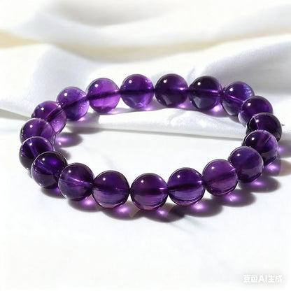 Luckacco Handmade Amethyst Beaded Bracelet - Boho Style Crystal Jewelry for Women, Stretchable Design Fit Most Wrists, Trendy Daily Ornam