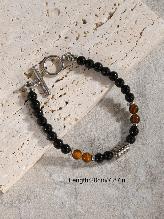 Luckacco Pulseras Hombre Natural Stone Man Beaded Bracelets Homme lapis lazuli Phoenix Stone Men's Bracelets For Men Fathers Day Gifts