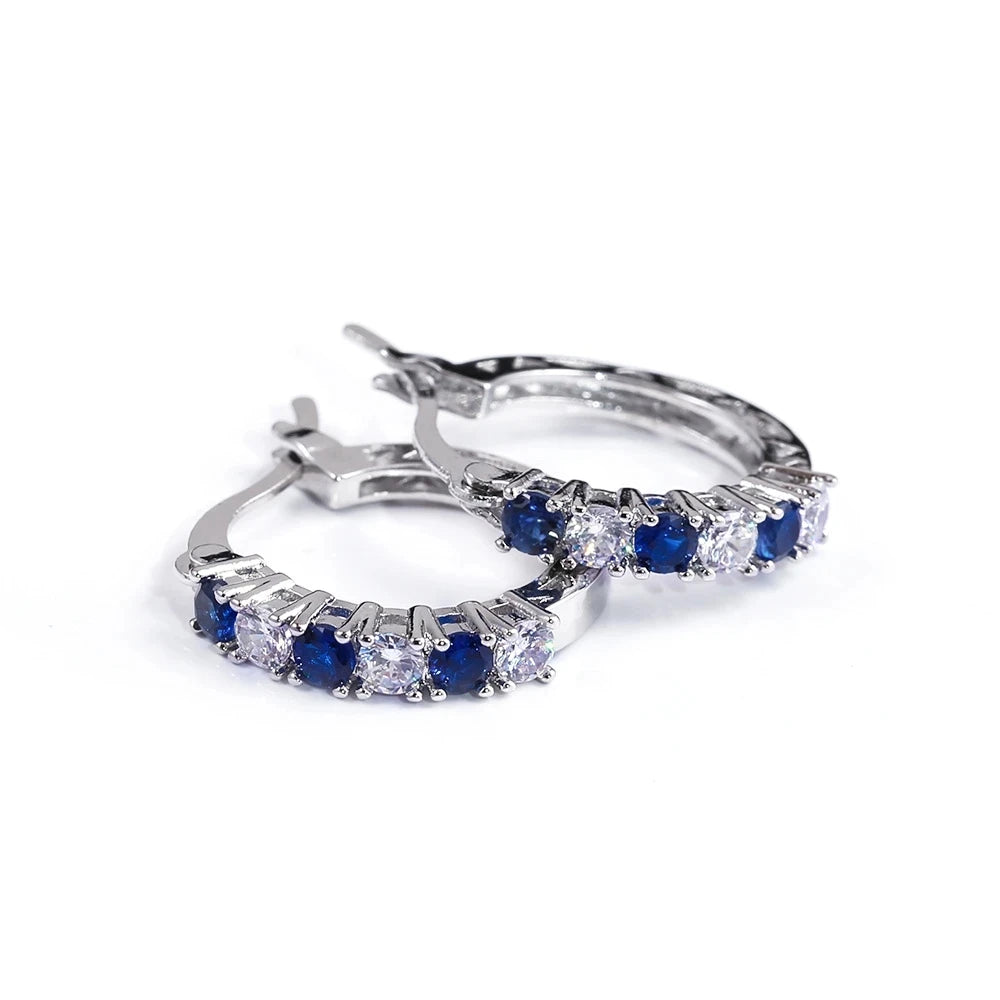 luckacco new arrival 925 sterling silver pendientes fashion round circle clear mosaic cz zircon stud earrings for women jewelry brincos