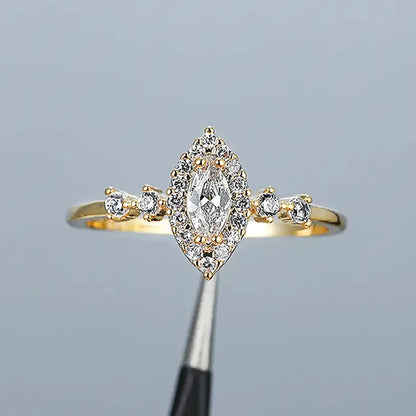 Luckacco daily picks Exquisite Bridal Wedding Rings with Marquise Cubic Zirconia Luxury Gold Color Engagement Band Accessories Fashion Jewelry