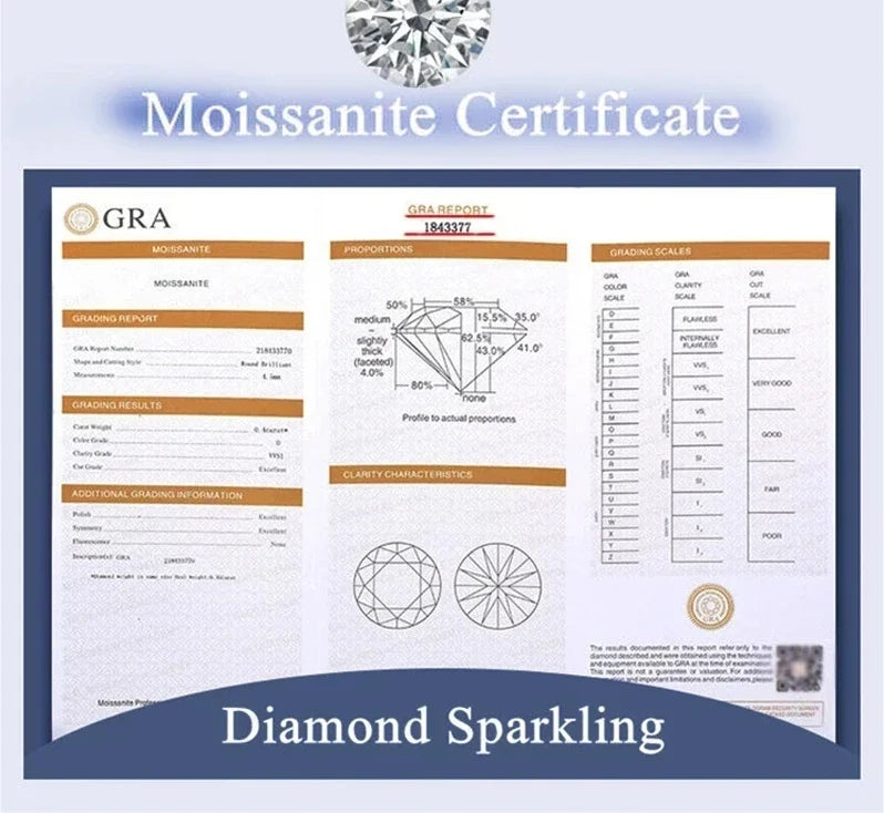 luckacco luxury 100% real 18k gold ring women's six-claw diamond ring 6.5mm round 1ct 1 karat moissanite wedding ring