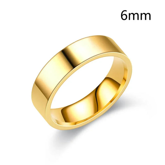 Luckacco 6/8mm Smooth Customized Stainless Steel Silver Color Ring for Women Men Custom Engrave Name Logo Lover Couple Charm Jewelry Gift