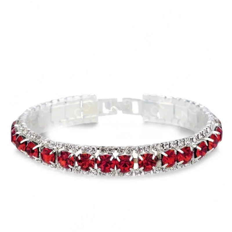 luckacco new arrival  925 sterling silver silve women classic jewelry holiday gift  clear red cubic zircon bracelet& bangle