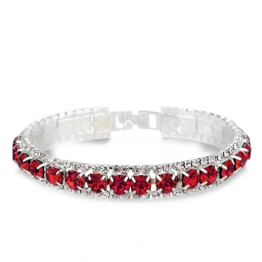 Luckacco New Arrival  925 Sterling Silver Silve Women Classic Jewelry Holiday Gift  Clear Red Cubic Zircon Bracelet& Bangle