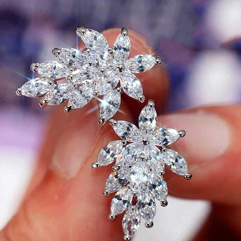 luckacco daily picks sparkling women's cubic zirconia stud earrings gorgeous female wedding party fashion ear piercing accessories new jewelry