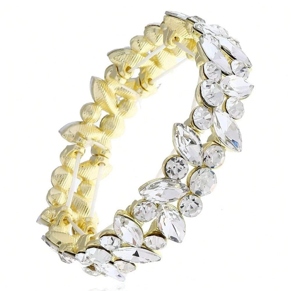 luckacco new fashion luxury crystal rhinestone elastic charm bracelet bangle for women wedding party jewelry accessories