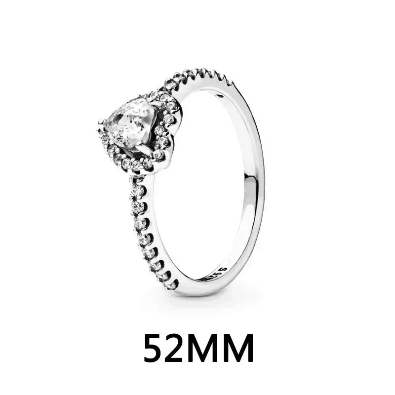 luckacco new 925 sterling silver heart-shaped pink ring necklace earring set luxurious sparkling charm jewelry fashion wedding gift