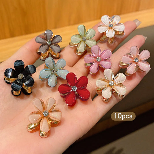 Luckacco 10 alloy rhinestone hair clips, fashionable small grab hair accessories