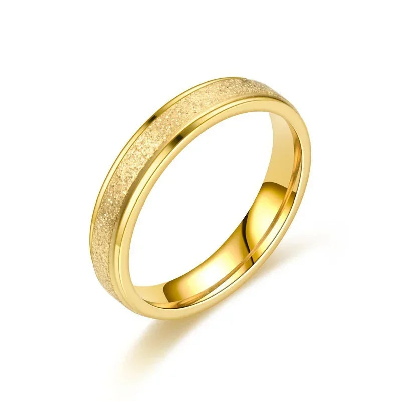 luckacco trendy rings stanless steel luxury fashion titanium rose gold color frosted ring exquisite women men jewelry wedding gift hot
