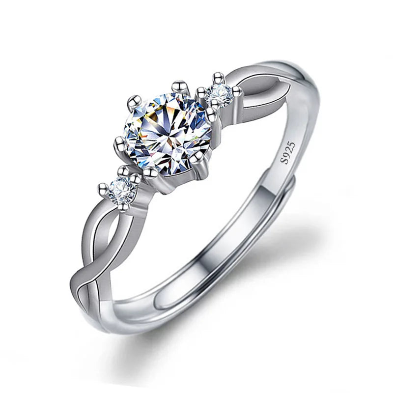 luckacco never fade luxury classic 18k white gold color ring solitaire 2 carat zirconia diamant wedding band women jewelry accessories