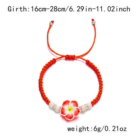 Luckacco 2025 New Bohemian Colorful Big Flower Polymer Clay Bracelet for Women Charm Handmade Woven Bangles Summer Beach Jewelry Gift