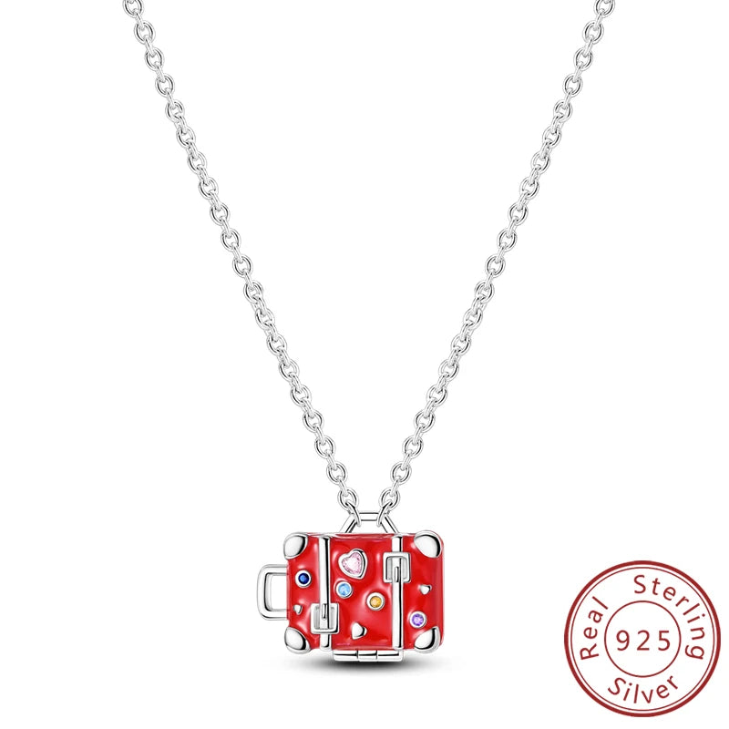 luckacco necklace 925 sterling silver butterfly love heart bear classic simple adjustable necklace for women girl fashion jewelry gifts