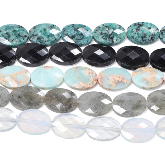 Luckacco AAA Natural Stone Multicolor Faceted Oval Stone Beads 18x13mm Loose Spacer Beads For Jewelry Making DIY Necklace Earrings Gifts