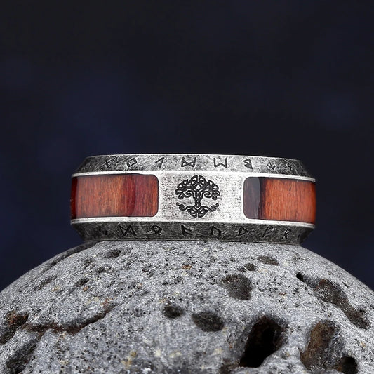 Luckacco Valentine's day Gift Nordic Viking Tree Of life Rings For Men Stainless Steele Vintage Celtic Knot Ring Amulet Jewelry