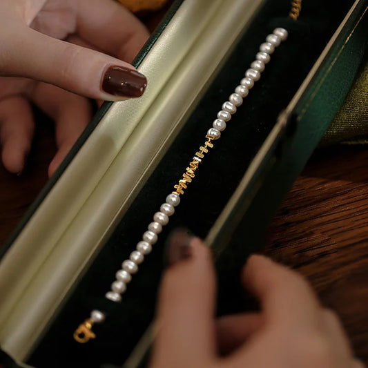 Luckacco 100% Natural Freshwater Pearl 14K Gold Filled Female Charm Bracelet  Jewelry For Women Gifts No Fade