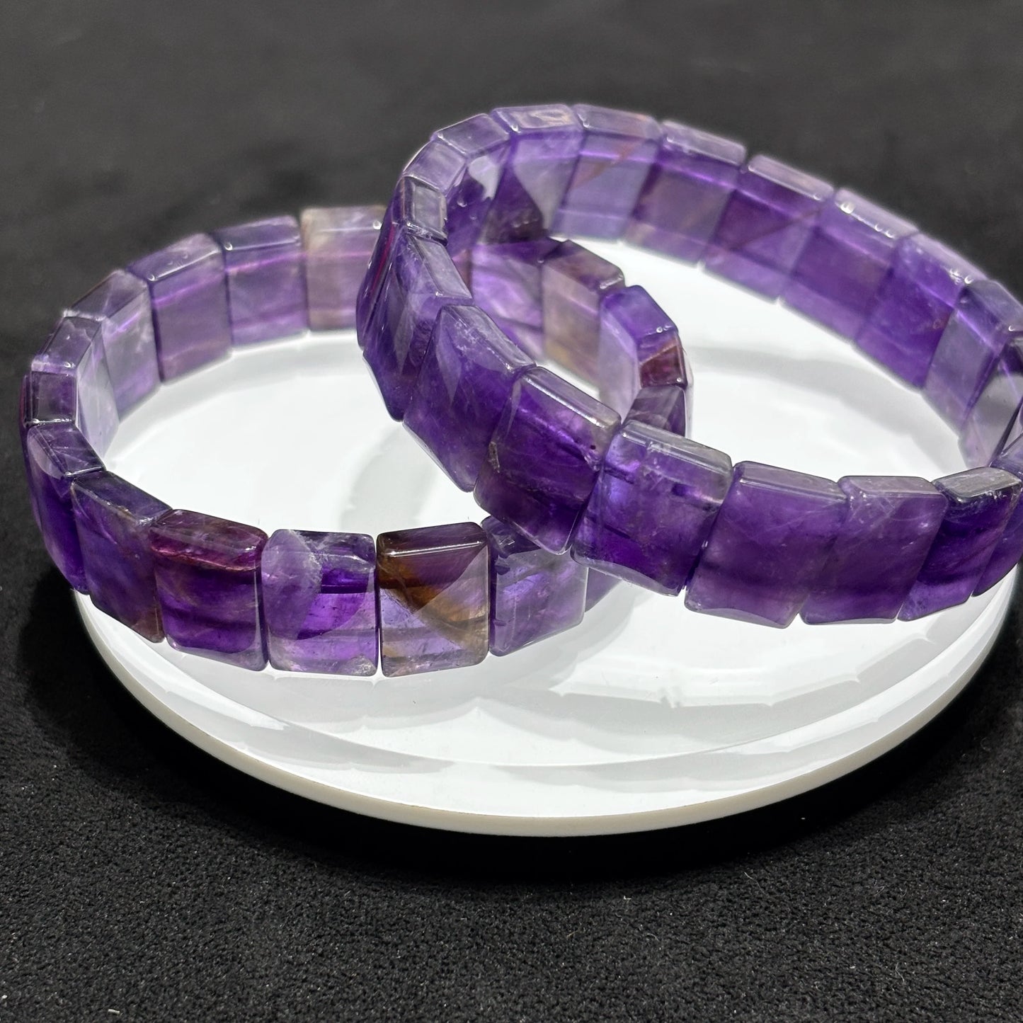 luckacco natural rectangle bead amethyst bangle bracelet women girl gift elastic soft bangle reiki healing jewelry purple accessory