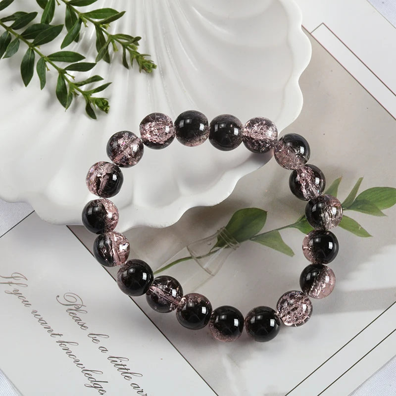 luckacco shinning crystal beads elastic bracelet korean style colorful crystal glass beaded bracelet bangles for women