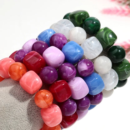 Luckacco Acrylic Chunky Irregular Square Round Beaded Bracelet for Women European and American Simple Bracelet Fashion Hand Accessories