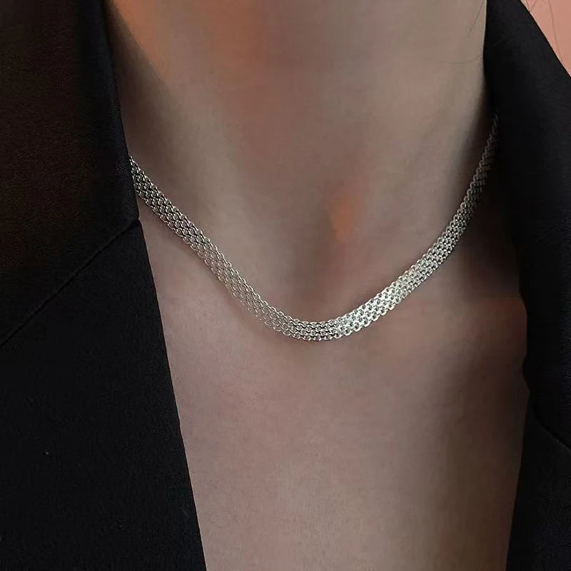 luckacco new 925 sterling silver necklace simple style charming woman choker birthday party gift exquisite jewelry