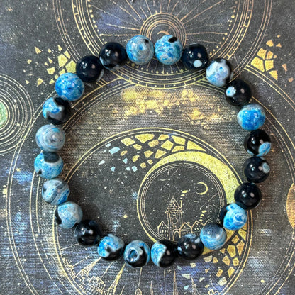 Luckacco 8mm Blue Fire Agate Bracelet - Natural Relaxation and Mental Clarity, Perfect Gift for Family and Friends