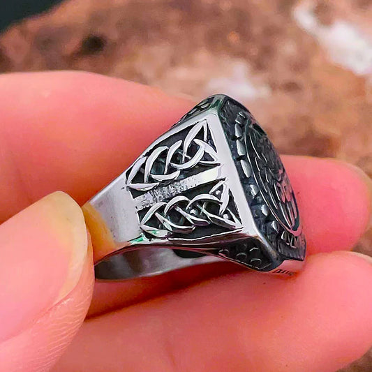 Luckacco Unique Viking Bear Claw Ring For Men Vintage Stainless Steel Odin Viking Celtic Ring Punk Motorcyclist Biker Jewelry