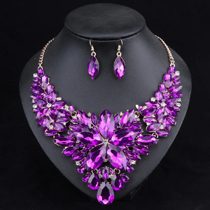 Luckacco Fashion Crystal Jewelry Sets Bridal Necklace Earrings Sets Wedding Party Jewelery Dress Jewellery Decoration Accessories