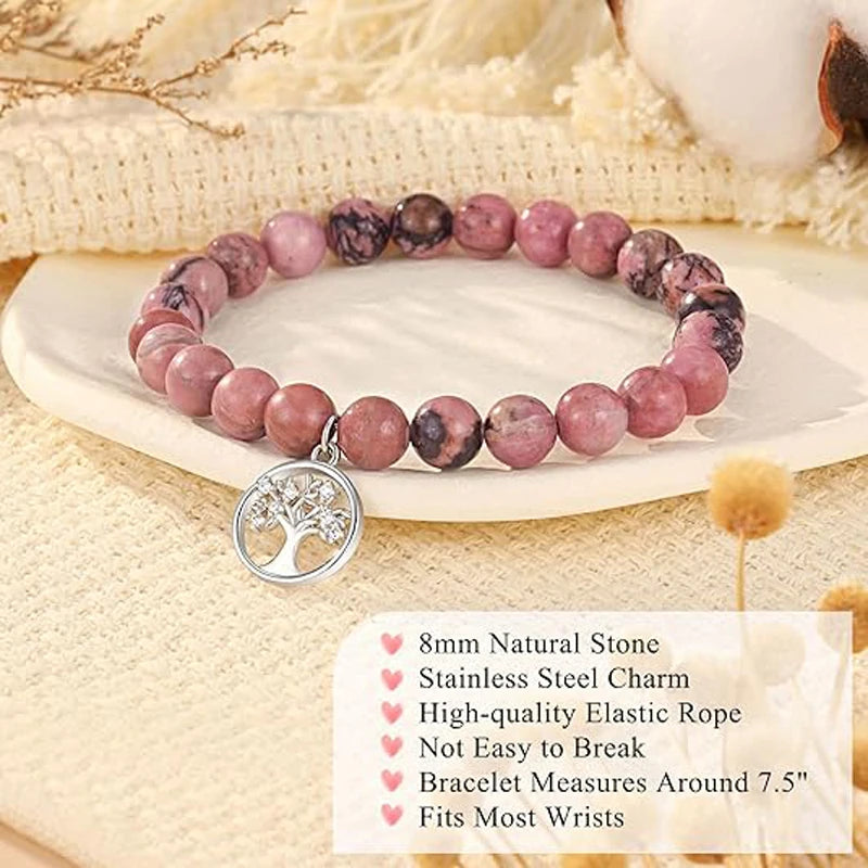 luckacco tree of life bracelet for women lady,  natural stone bracelet gifts for grandma, birthday christmas wedding mothers' day gifts