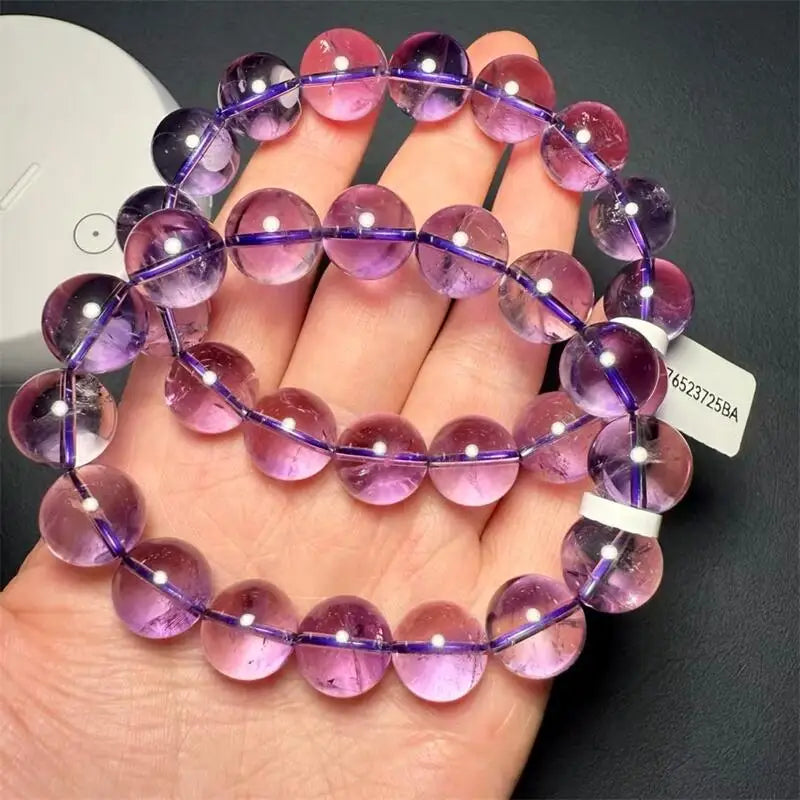 luckacco 13mm natural brazilian amethyst bracelet fortune energy bangle mineral string woman amulet jewelry healing gift 1pcs