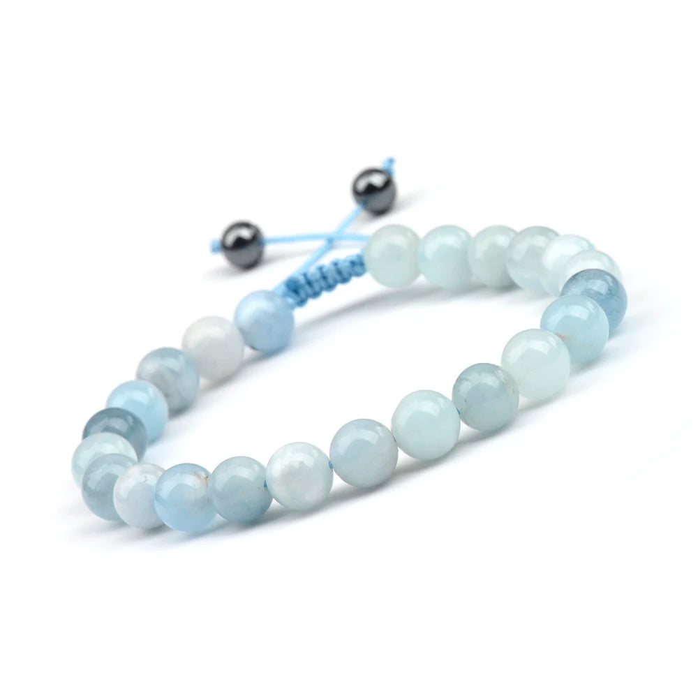 luckacco 1p 8mm rose quartz amethyst sunstone moonstone braided ajustable beaded bracelet natural gem crystal energy gift for men women