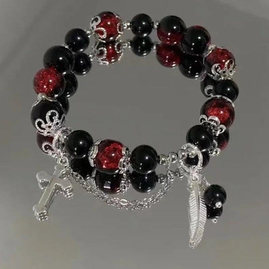 Luckacco Vintage Black Beaded Tassel Bracelets for Women Men New Chinese Ethnic Style Moon Handmade Beads Bracelets Jewelry Party Gifts