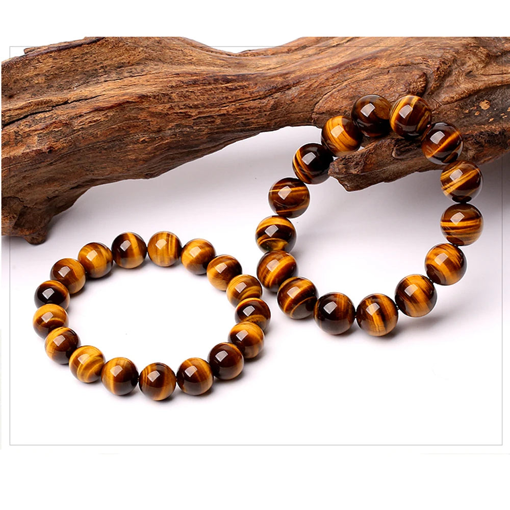 luckacco fashion 5a natural tiger's eye stone bracelets & bangle for women and men bracelets gift beads bracelets accessories
