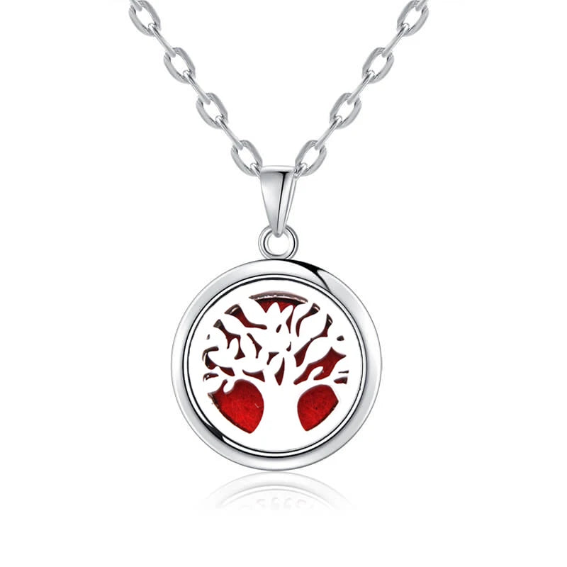 luckacco new tree of life aromatherapy necklace stainless steel essential oil diffuser amulet perfume locket pendant women jewelry gift