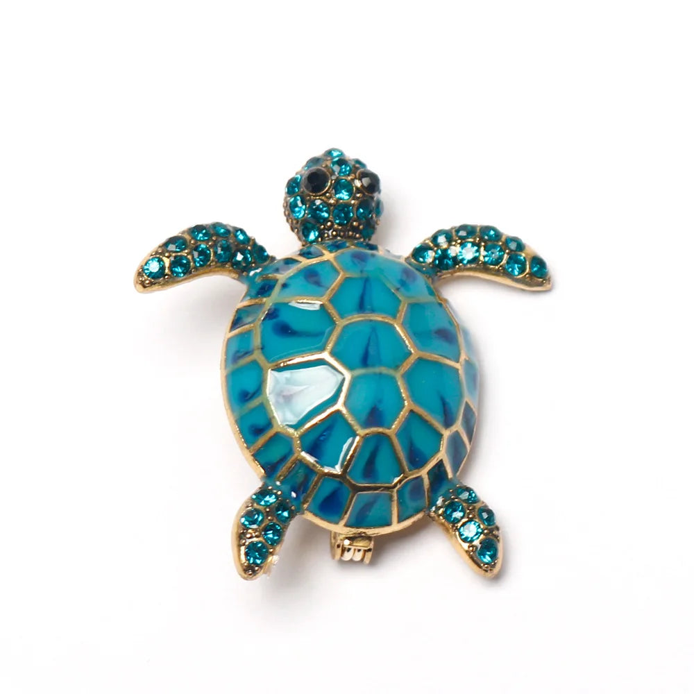 luckacco enamel turtle brooches for women luxury designer classic unique personality animal brooch pins jewelry gift