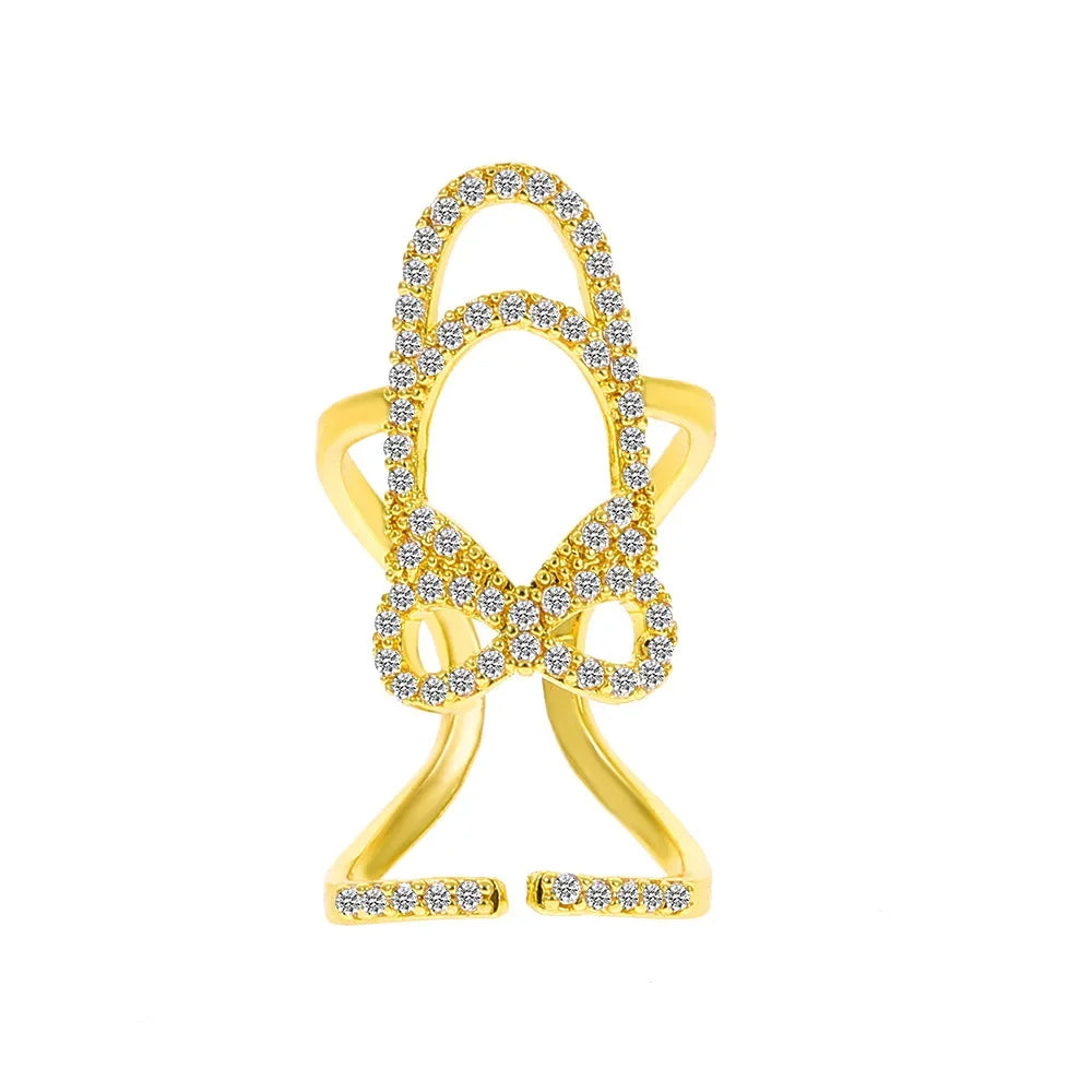 luckacco new in 2023 luxury nail ring micro paved crystal phalanx finger manicure joint cuticle rings for women trend jewelry
