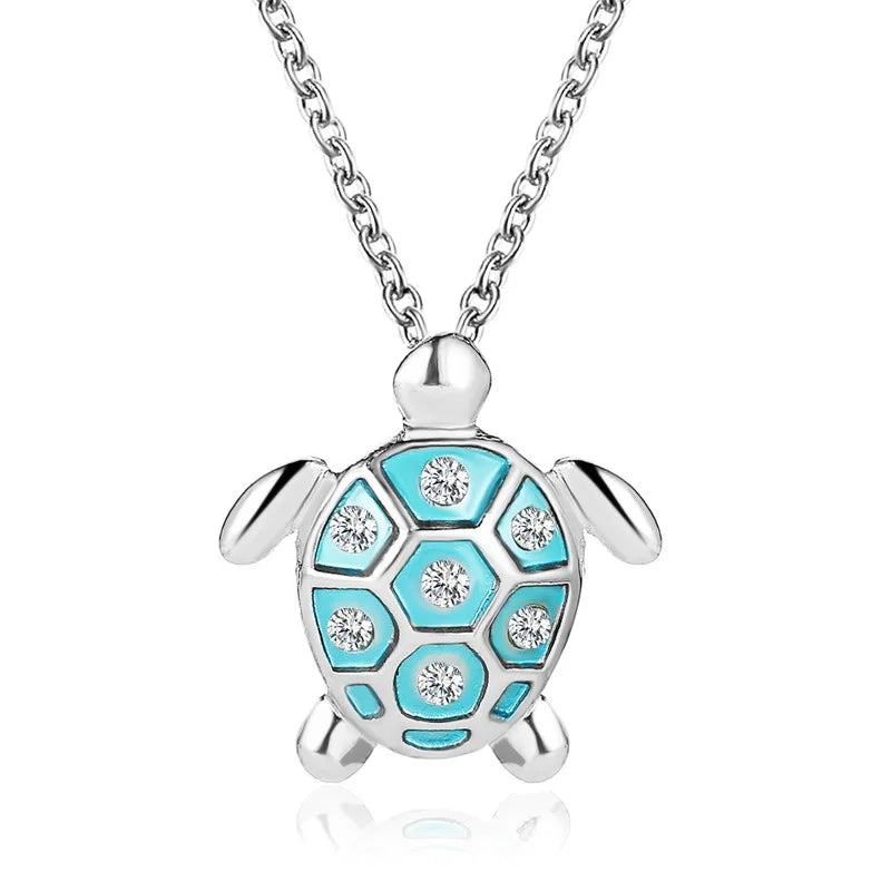 luckacco new style ins fashion tortoise pendant zircon necklace choker for charm woman silver color punk trendy animal neck jewelry gifts