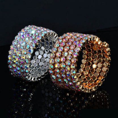 Luckacco 5 Layers Winding Models Personalised Fashion Open AB Colour Rhinestone Bracelet Jewellery Suitable for Stage Wedding Wear